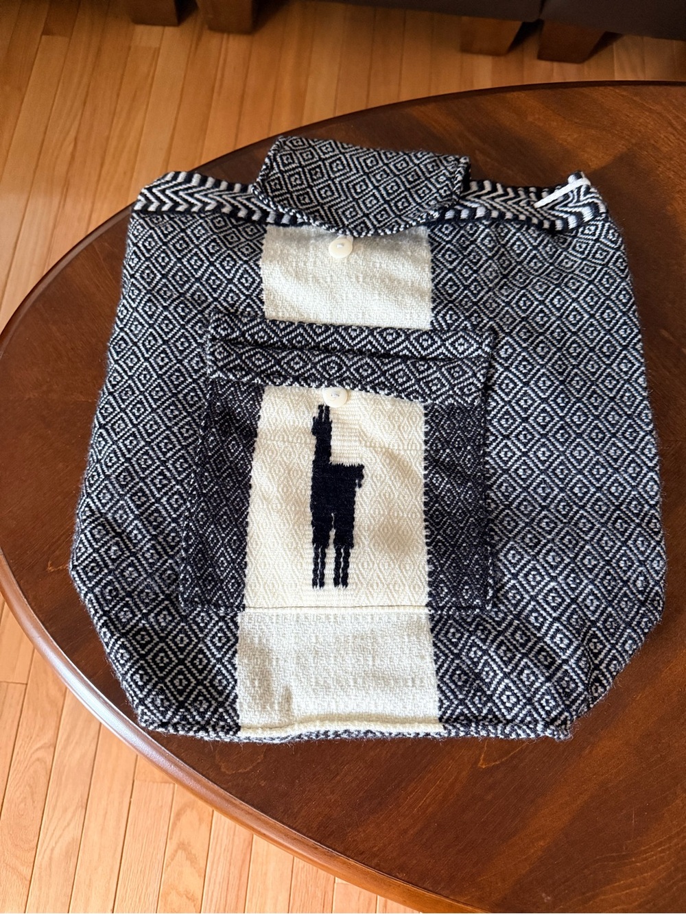Black and White Llama Cloth Backpack